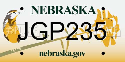 JGP235 Nebraska License Plate
