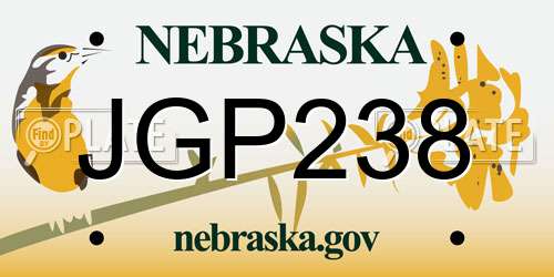 JGP238 Nebraska License Plate