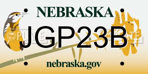 JGP23B Nebraska License Plate