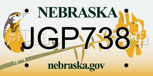 JGP738 Nebraska License Plate