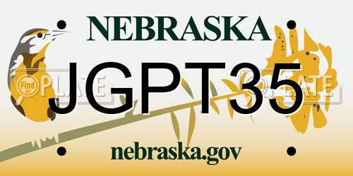 JGPT35 Nebraska License Plate