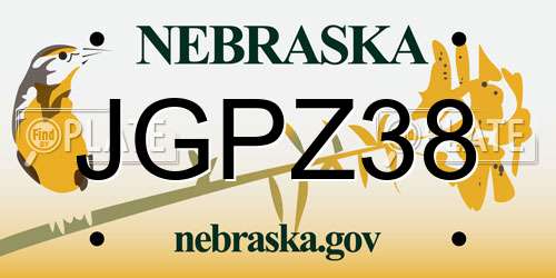 JGPZ38 Nebraska License Plate