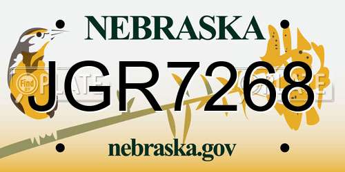 JGR7268 Nebraska License Plate