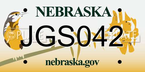 JGS042 Nebraska License Plate