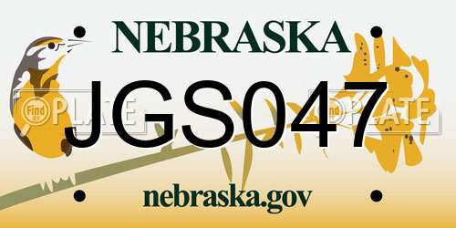 JGS047 Nebraska License Plate