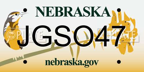 JGSO47 Nebraska License Plate