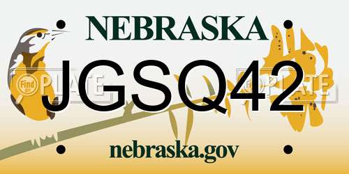 JGSQ42 Nebraska License Plate