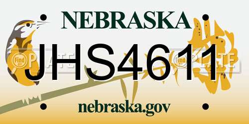 JHS4611 Nebraska License Plate
