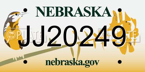 JJ20249 Nebraska License Plate