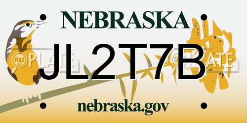 JL2T7B Nebraska License Plate
