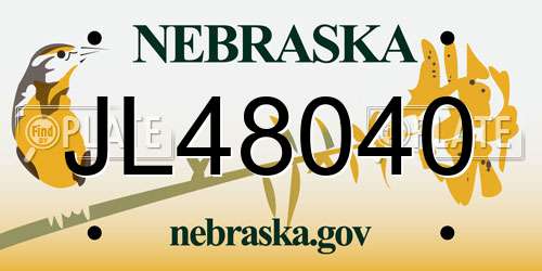 JL48040 Nebraska License Plate