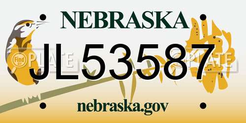 JL53587 Nebraska License Plate