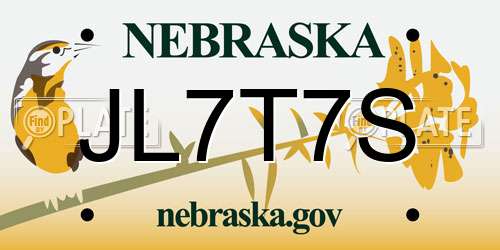 JL7T7S Nebraska License Plate