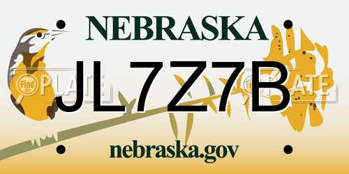 JL7Z7B Nebraska License Plate