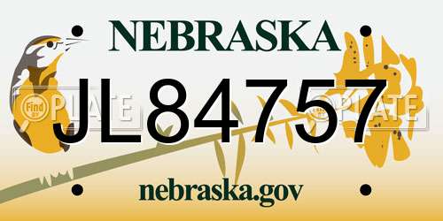 JL84757 Nebraska License Plate