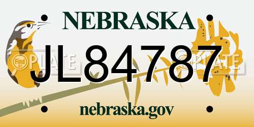 JL84787 Nebraska License Plate