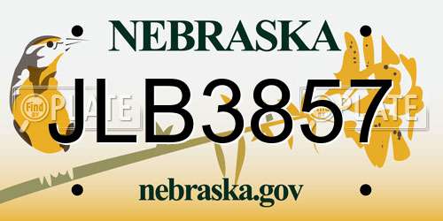 JLB3857 Nebraska License Plate