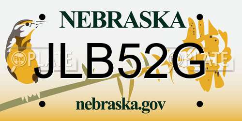 JLB52G Nebraska License Plate