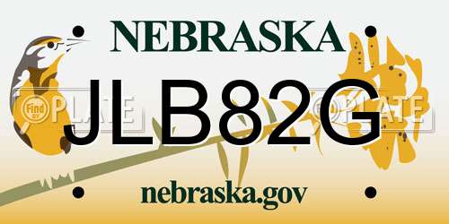 JLB82G Nebraska License Plate