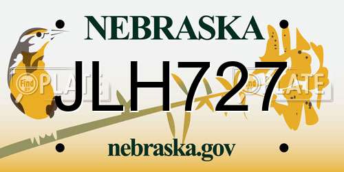 JLH727 Nebraska License Plate