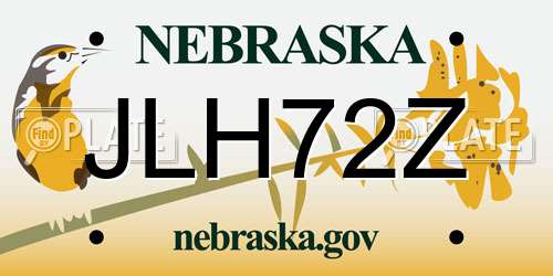 JLH72Z Nebraska License Plate