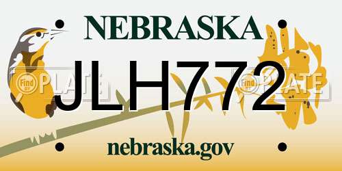 JLH772 Nebraska License Plate