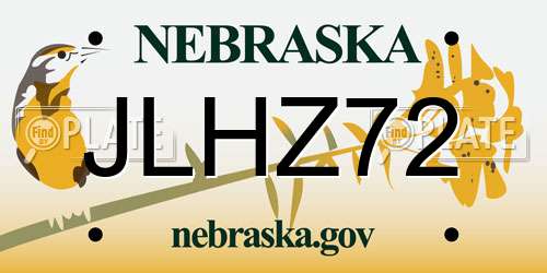 JLHZ72 Nebraska License Plate