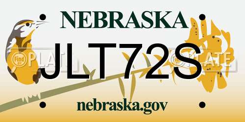 JLT72S Nebraska License Plate