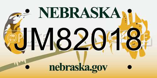 JM82018 Nebraska License Plate