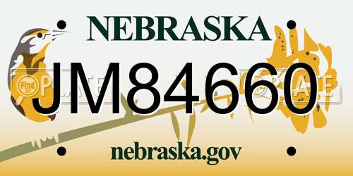 JM84660 Nebraska License Plate