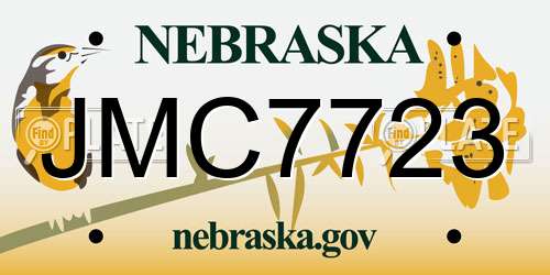 JMC7723 Nebraska License Plate
