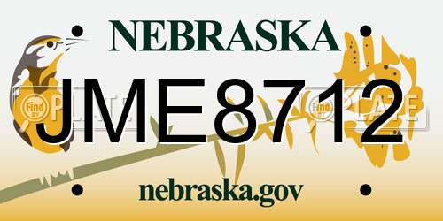 JME8712 Nebraska License Plate