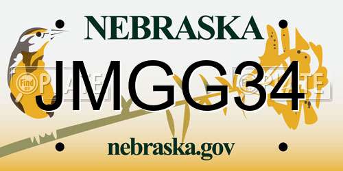 JMGG34 Nebraska License Plate