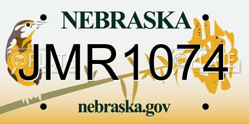 JMR1074 Nebraska License Plate
