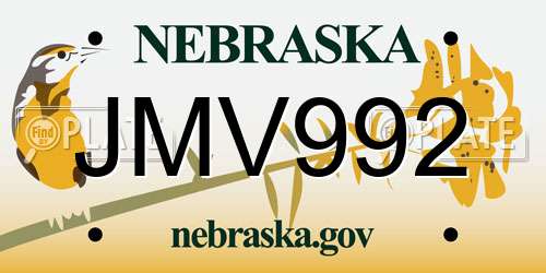 JMV992 Nebraska License Plate