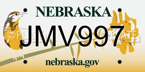 JMV997 Nebraska License Plate