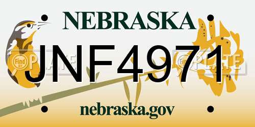 JNF4971 Nebraska License Plate