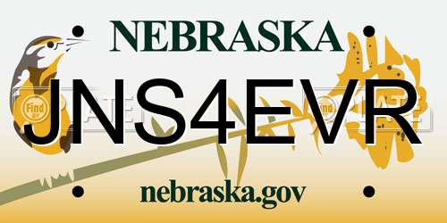 JNS4EVR Nebraska License Plate