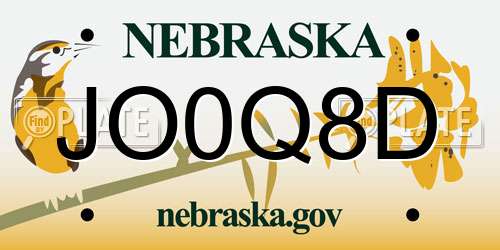 JO0Q8D Nebraska License Plate