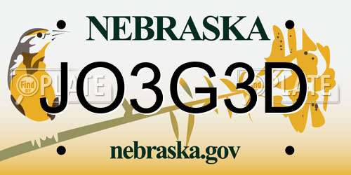 JO3G3D Nebraska License Plate