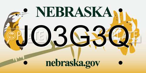 JO3G3Q Nebraska License Plate