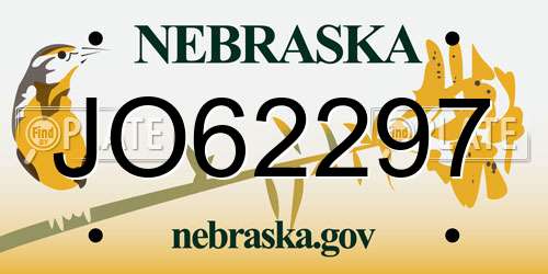 JO62297 Nebraska License Plate