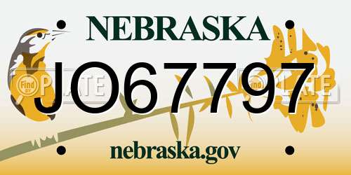 JO67797 Nebraska License Plate