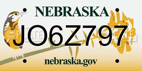 JO6Z797 Nebraska License Plate