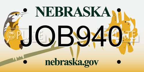 JOB940 Nebraska License Plate