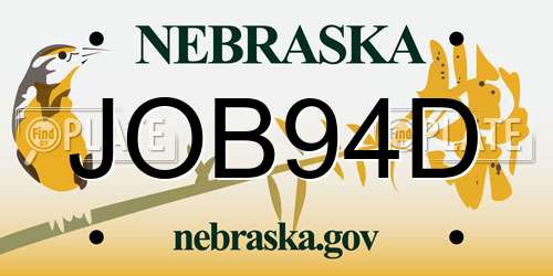 JOB94D Nebraska License Plate