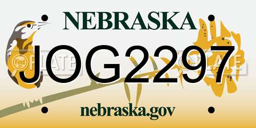 JOG2297 Nebraska License Plate