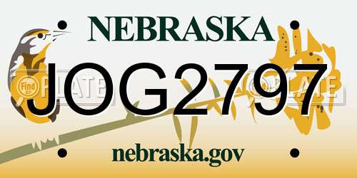 JOG2797 Nebraska License Plate
