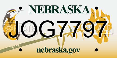 JOG7797 Nebraska License Plate