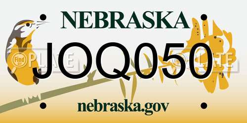 JOQ050 Nebraska License Plate